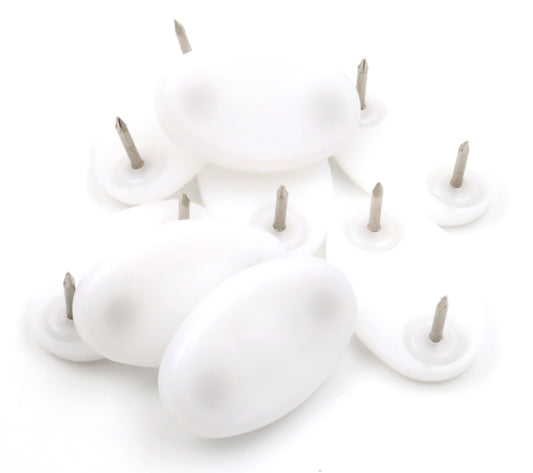 Design61 8x furniture glides 39x25mm with nail in white