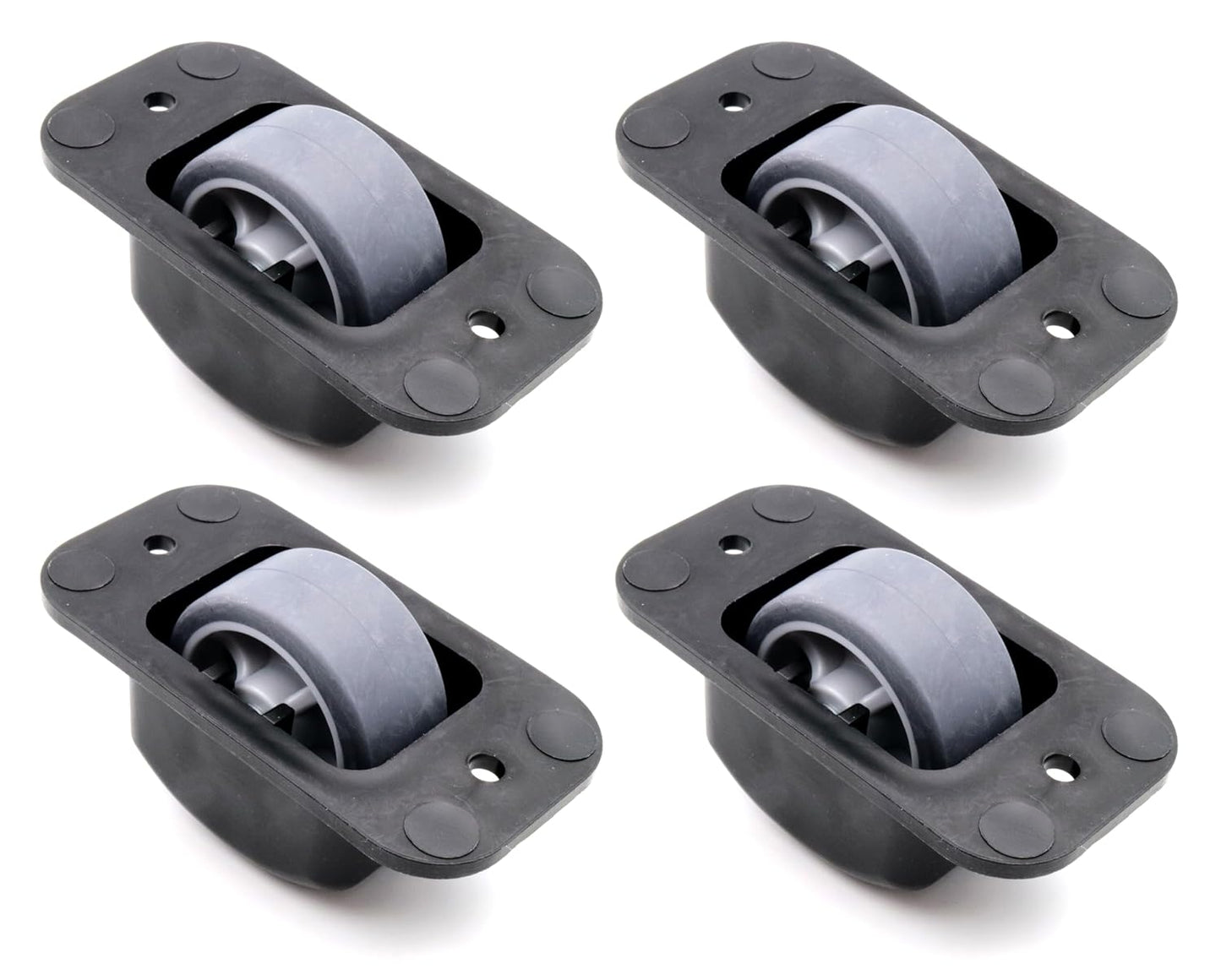 Design61 Bettkastenrolle mit Kunststoffgehäuse schwarz Stahlachse Ø 8mm mit weicher Lauffläche grau Ø 40mm