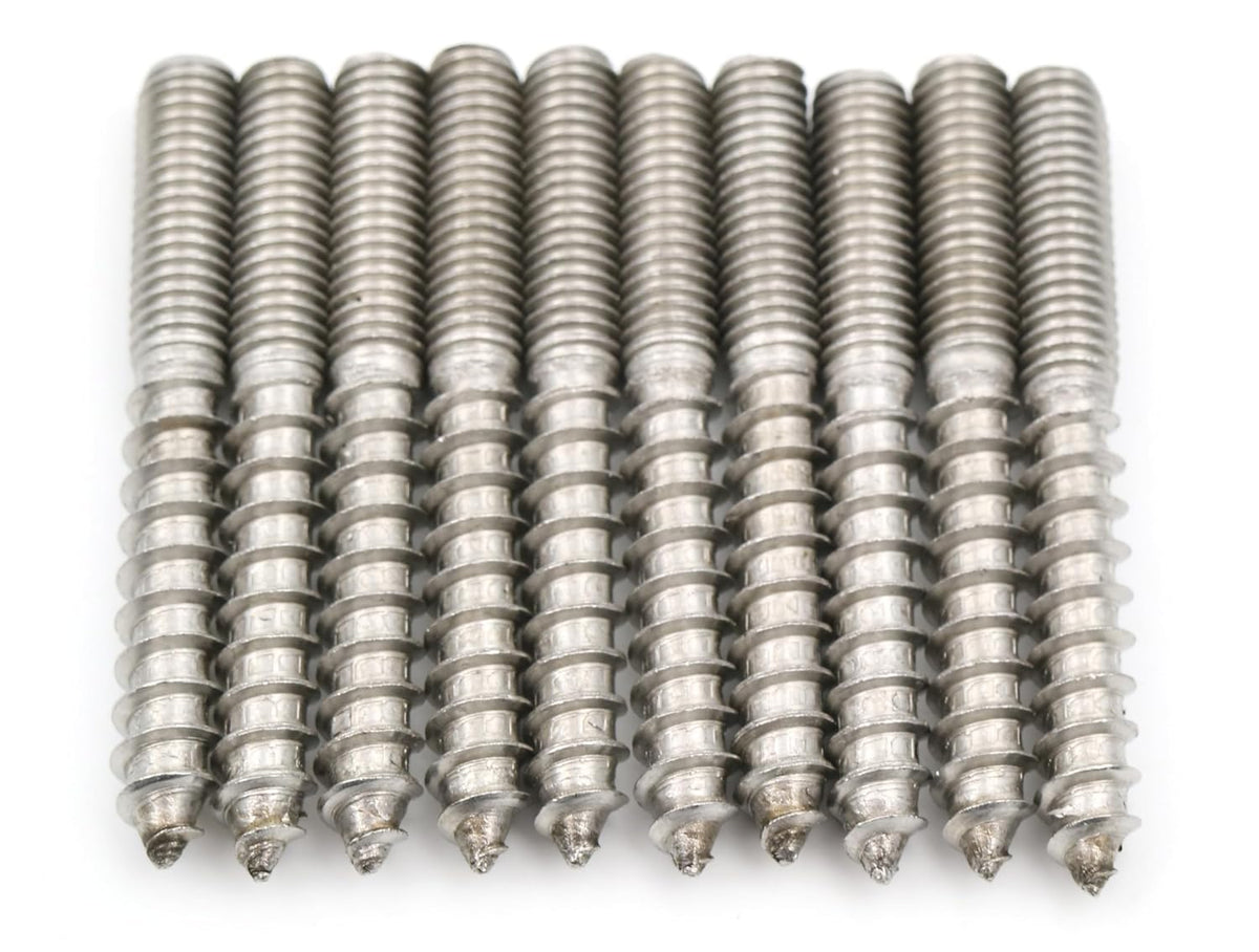 10x Edelstahl Stockschraube M6 x 50 mm Doppelgewindeschraube Schraubstifte mit Holzgewinde & Metrischem Gewinde Verbindungsschraube für Holz Metall Dübelmontage
