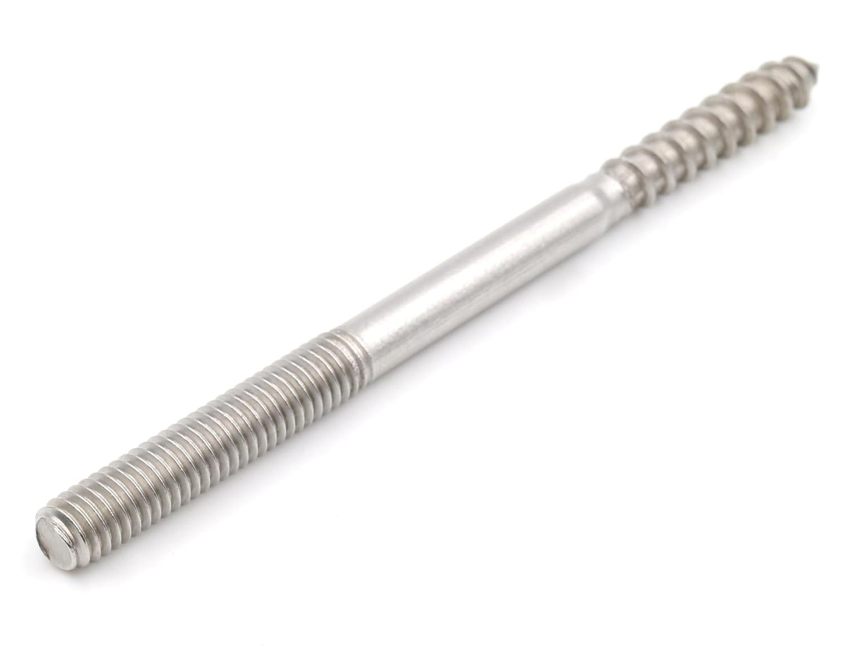 10x Edelstahl Stockschraube Doppelgewindeschraube Schraubstifte mit Holzgewinde & Metrischem Gewinde Verbindungsschraube für Holz Metall Dübelmontage (M6 x 100 mm, 10, stück)