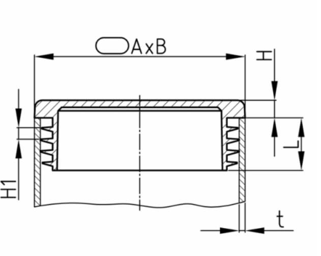 Design61 10x Oval tube pipe plugs slatted plugs 25x10 mm with slats for wall thickness up to 0.8-2 mm