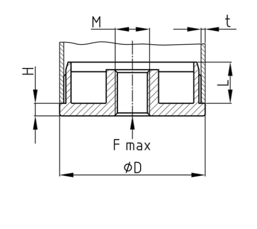 Design61 2X threaded plugs adjusting plugs for round tubes made of zinc die-cast Ø 60 mm x 2 mm with M10x18 internal thread