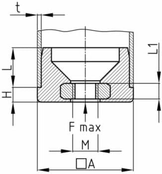 Design61 4X threaded plug square tube plug 25x25 mm 2 mm with M10 internal thread