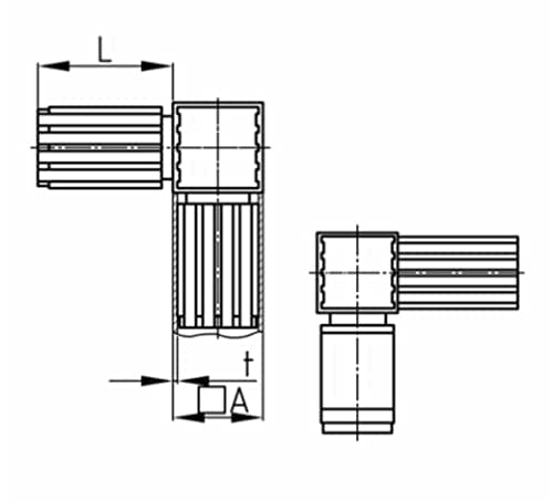 Design61 4x Steckverbinder für Vierkantrohre mit Abgang Rohrverbinder 90° 30x 2 mm