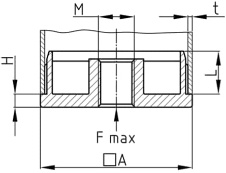 Design61 4X threaded plugs adjusting plugs for square tubes made of zinc die-cast 40x40 mm x 1.7 mm with M10 internal thread