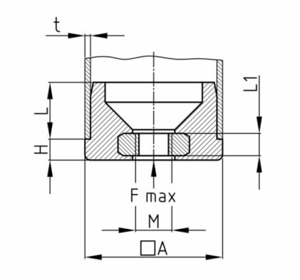 Design61 4X Gewindestopfen Vierkantrohrstopfen 25x25 mm 1,5 mm mit M10 Innengewinde