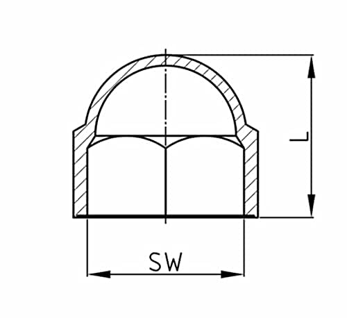 Design61 20x Runde Sechskant Schutzkappen M10 x SW16 mm mit Innensechskant für Muttern und Schraubenköpfe