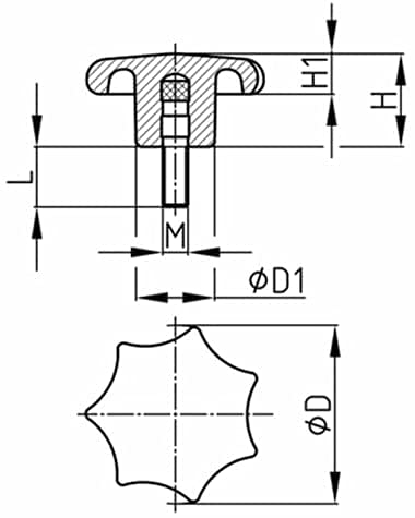 Design61 jeu de 2 volants à poignée étoile M8 x 20 mm Ø40 mm