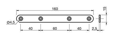 Design61 Set of 4 perforated plate fixing plate flat connector metal connector wood connector connecting plate