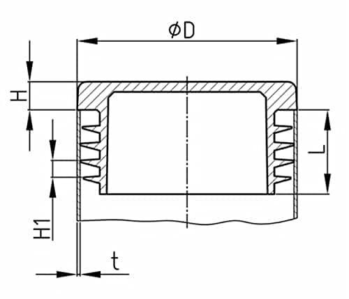 Design61 4x bouchons à lamelles pour tubes ronds Ø 53-54 mm en noir