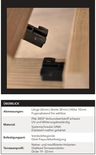 Design61 100 Stück Universal Terrassenverbinder Kunststoffclips inkl. Edelstahl Schrauben Terrassendielen Befestigung Unsichtbar Edelstahl für Terrassendielen Holz- & Aluminium Dielenstärke 19–32mm