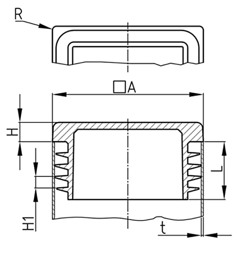 Design61 4x Vierkant Rohrstopfen Lamellenstopfen 100x100 mm mit Lamellen für Innenmaß 92-98 mm