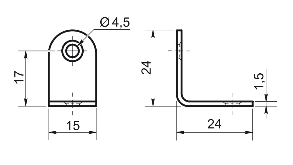 Design61 10er Set Winkelverbinder Möbel Winkel L-Winkel Stahl Verzinkt 24mm x 24mm