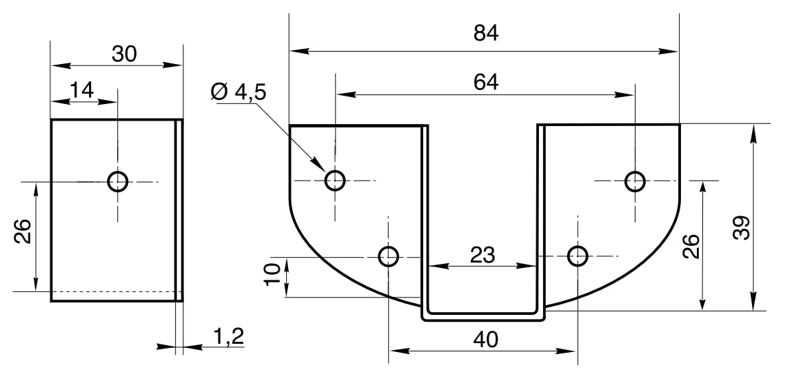 Design61 Set of 4 bed base connectors for single and double beds Base thickness 23mm for screwing Galvanized steel