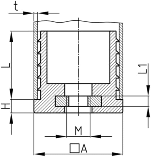 Design61 4x threaded plugs square tube plugs 25x25 mm wall thickness 1-2 mm with M8 internal thread