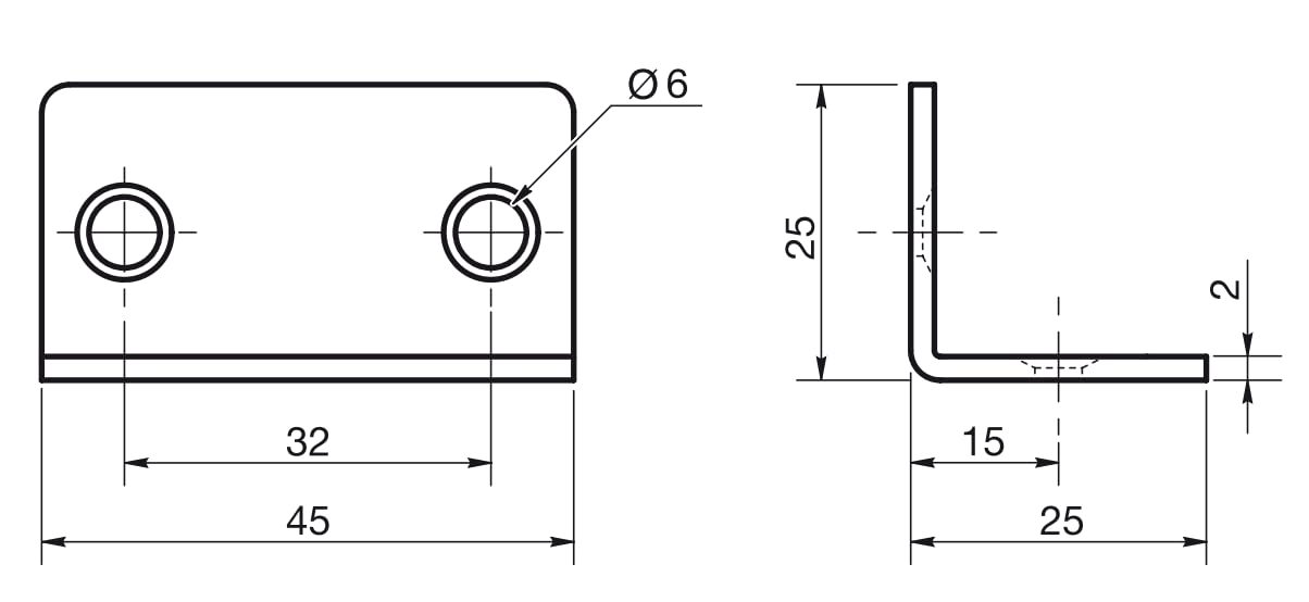 Design61 Set of 5 Angle Connectors Wood Connectors Perforated Plate Angle Corner Angle Steel Galvanized 25mm x 25mm