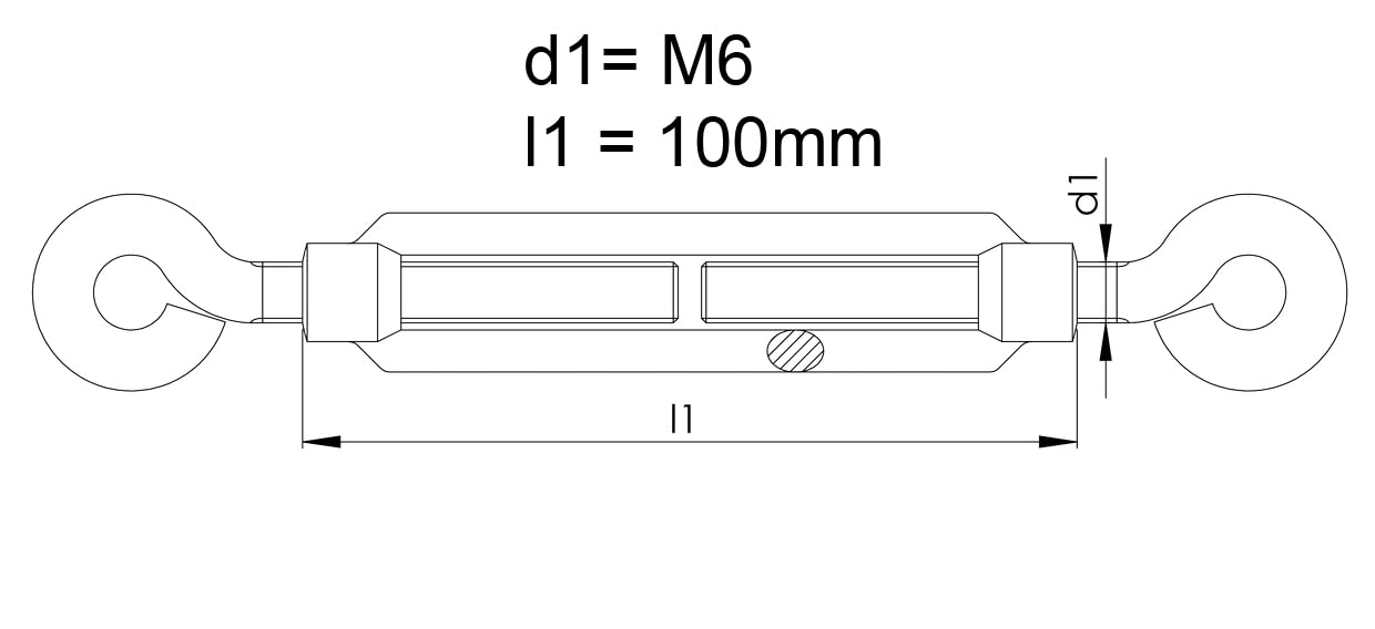 Design61 2er Set Spannschlösser M6 x 100mm Drahtspanner Öse/Öse Spannhaken für Drahtzäune Wäscheleine Sonnensegel Seile