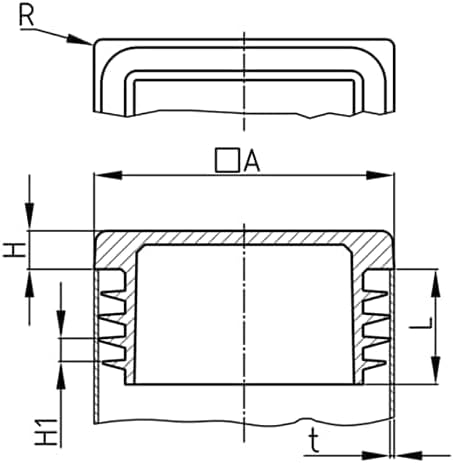 Design61 4x Vierkant Rohrstopfen Lamellenstopfen 75x75 mm mit Lamellen für Innenmaß 62-67 mm