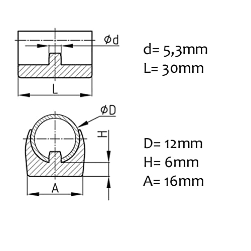 Design61 Klemmschalengleiter 8er Set Stuhlgleiter Bodenschongleiter Ø 12 mm mit Zapfen Möbelgleiter