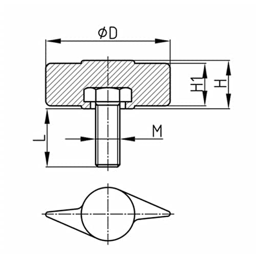 Design61 4x Flügelschraube Kunststoff mit Gewindebolzen Stahl M6 x 28 mm