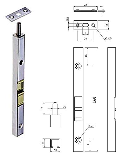 Design61 2er Set Kantenriegel Türriegel für Türen 160mm