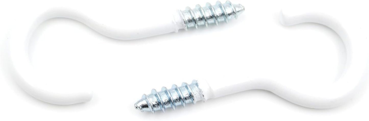 Design61 Gebogene Schraubhaken Wandhaken Weiß mit Holzgewinde Einschraubhaken für Wand Decke Haken zur Befestigung von Seilen Ketten Pflanzen Lampen (60 x 4,75 mm, 10, stück)