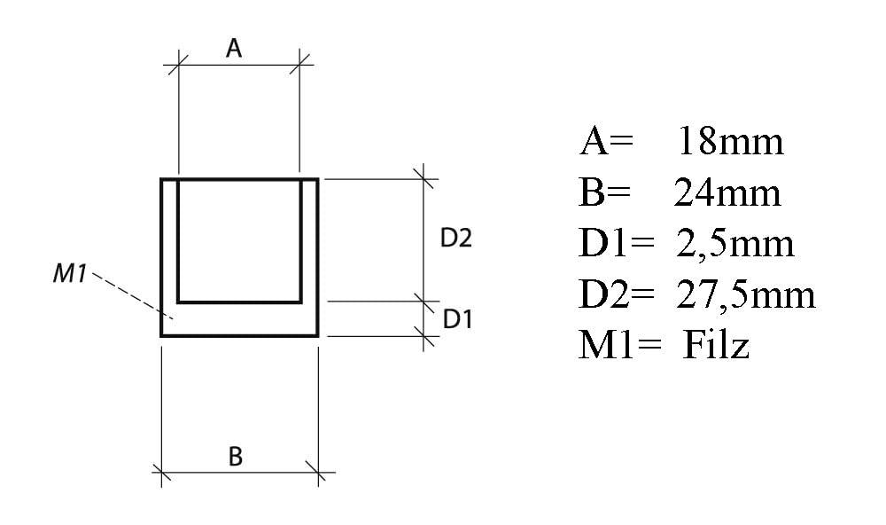 Design61 4er Set Filzgleiter Gleitkappen Filzkappen für Rundrohrstühle mit einem Durchmesser von 18mm Schwarz