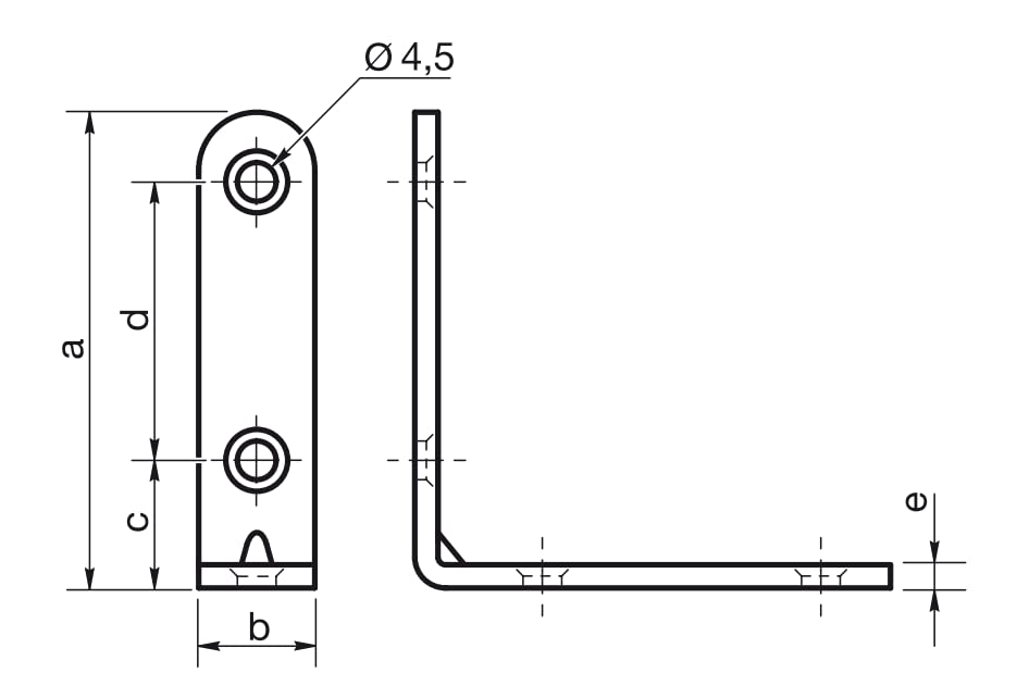 Design61 Set of 4 Angle Connectors Wood Connectors Perforated Plate Angle Corner Angle Steel Galvanized 42mm x 42mm