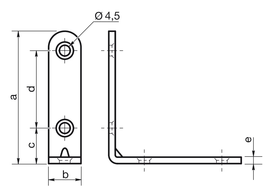 Design61 Set of 4 Angle Connectors Wood Connectors Perforated Plate Angle Corner Angle Steel Galvanized 100mm x 100mm