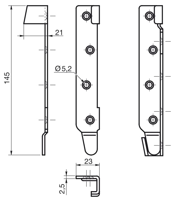 Design61 set of 4 bed fittings, bed connectors, bed fittings for slatted frames, furniture connectors complete set for screwing 145 mm