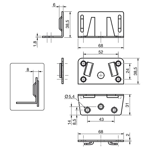 Design61 2er Komplett Set Mittelbalkenverbinder Bettbeschläge Bettverbinder Haken Bettwinkel Stahl verzinkt