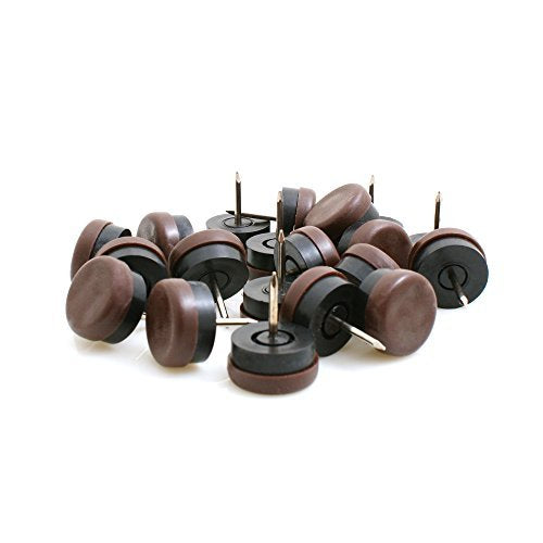 Design61 20 furniture glides chair glides chair leg glides floor protection ⌀20 mm with nail brown-black