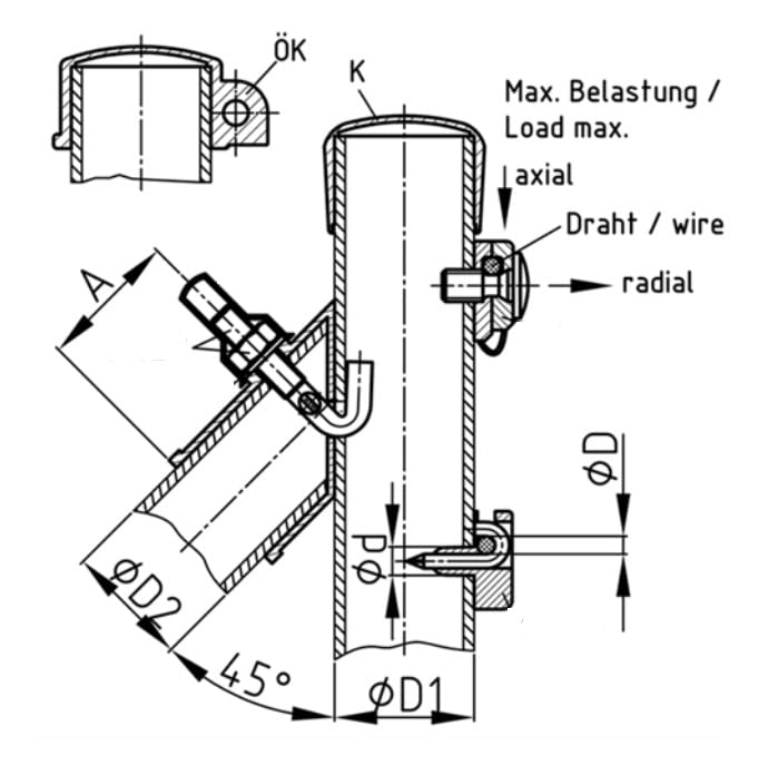 Design61 10x Spanndrahthalter Drahthalter für hohe Belastungen für 4-5mm Spanndrähte