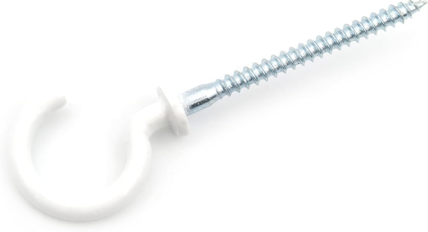 Design61 Gebogene Schraubhaken Wandhaken Weiß mit Holzgewinde Einschraubhaken für Wand Decke Haken zur Befestigung von Pflanzen Lampen (68 x 3,45 mm, 10, stück)
