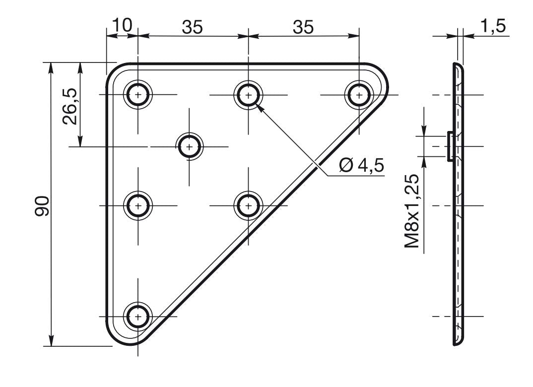 Design61 4er Set Montageplatte Anschraubplatte für Möbelfüße mit M8 Gewinde