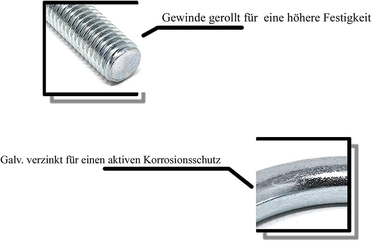 Design61 1x Bügelschraube M16 x 191 x Ø 133,0-139,7mm DIN 3570 Bügelbolzen Gewindebügel Galvanisch Verzinkt U-Bolzen für Rohrbefestigung Metallbau KFZ Industrie Boot Werkstatt Bau