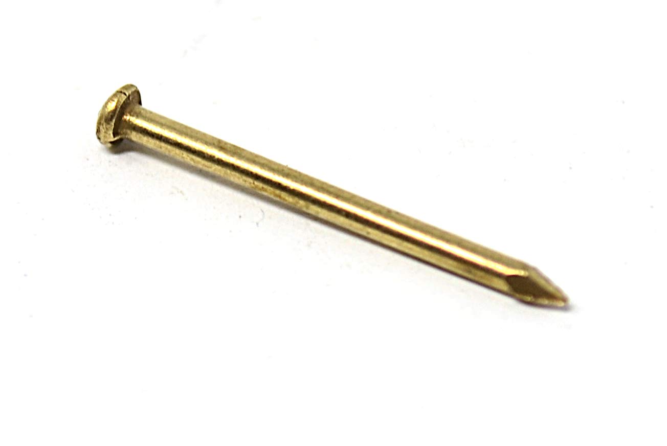 Design61 Round Head Pins Nails 1.2 x 10 mm Iron Brass Plated 50g Approx. 500 Pieces