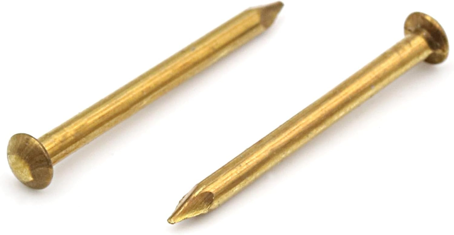 Design61 Rundkopfstifte Nägel, Messing Gelb, 1,6 x 20 mm, 100 Stück