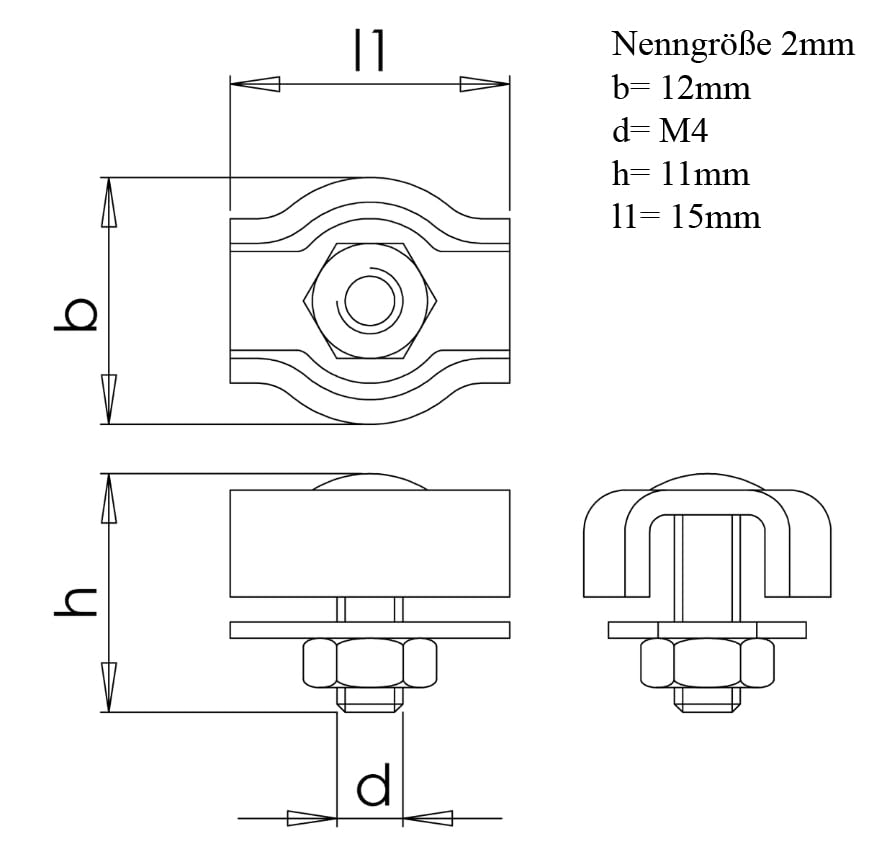 Design61 10x Serre-câbles Simplex Serre-câbles 2mm Connecteur de câble en acier inoxydable Serre-câbles en acier