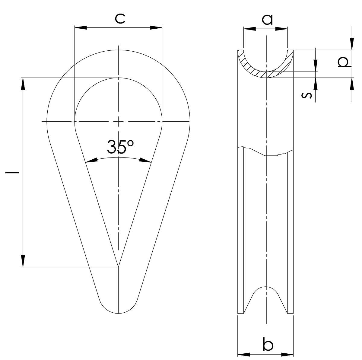 Design61 8mm Drahtseil Kauschen Kausche DIN65457 Stahl Galvanisch Verzinkt 5er Set