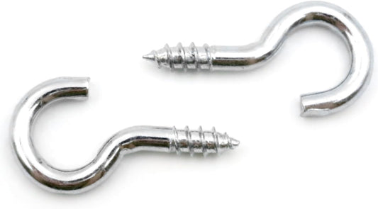 Design61 10x Gebogene Schraubhaken 25 x 2mm Wandhaken Verzinkt mit Holzgewinde Einschraubhaken für Wand & Decke Haken zur Befestigung von Seilen Ketten Pflanzen Lampen Stabil & Rostfrei