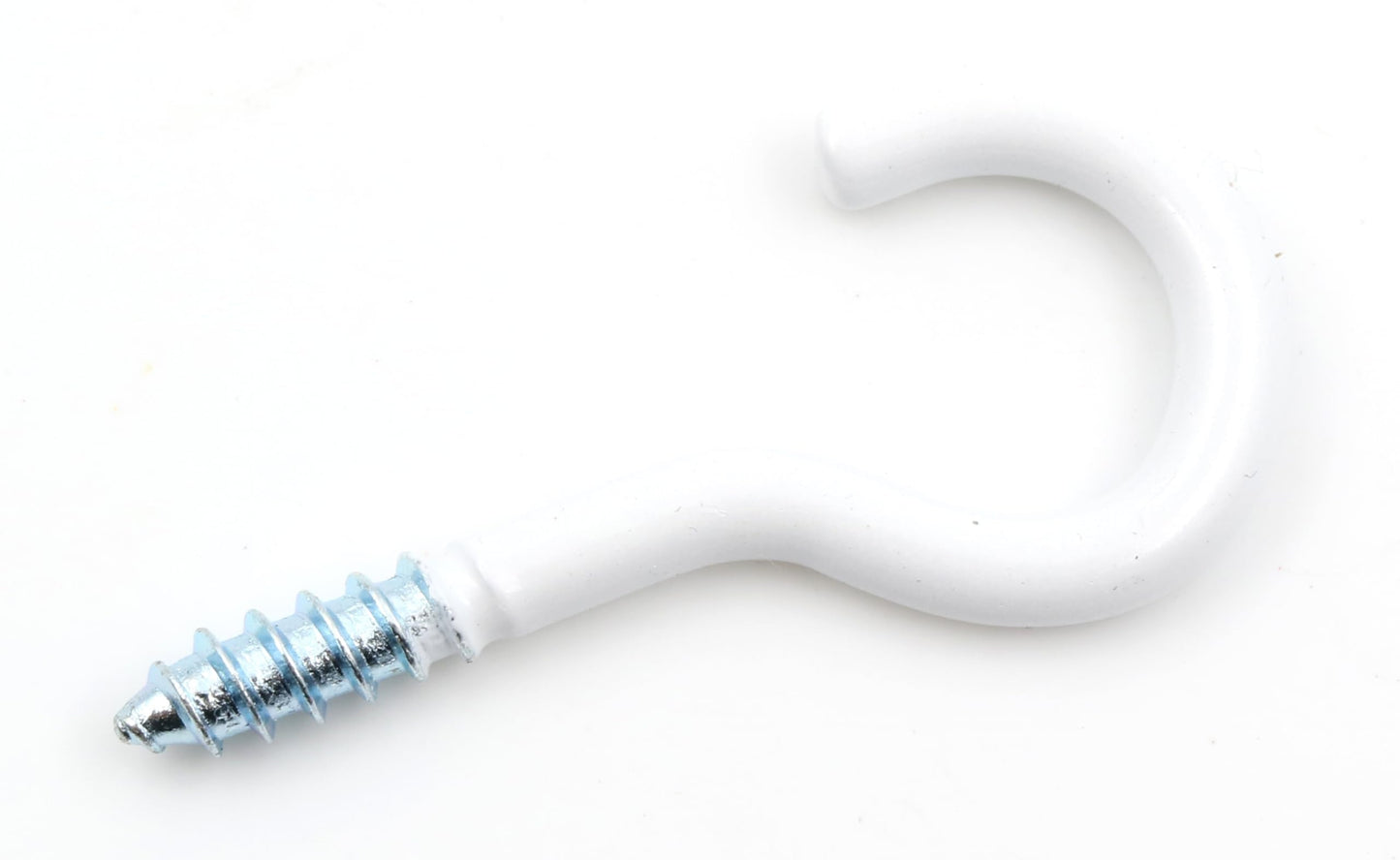 Design61 10x Gebogene Schraubhaken 40 x 3,3 mm Wandhaken Weiß mit Holzgewinde Einschraubhaken für Wand Decke Haken zur Befestigung von Seilen Ketten Pflanzen Lampen