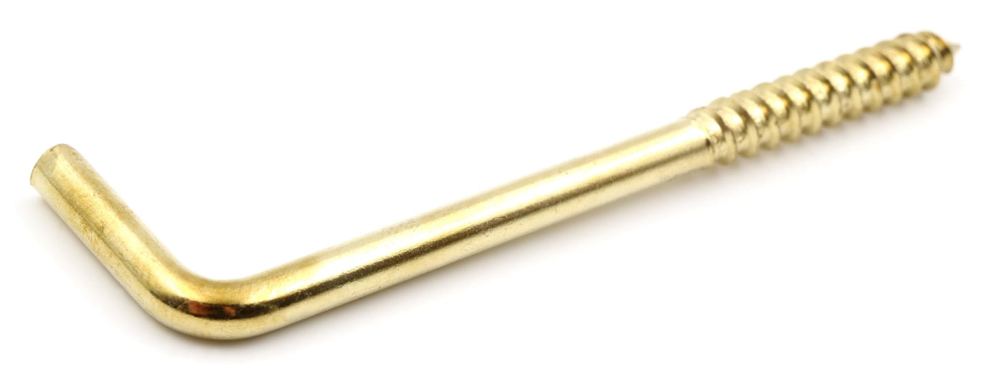 Design61 Schlitzhaken Gerade Schraubhaken Konsolhaken Stahlhaken Wandhaken mit Gewinde Einschraubhaken für Wand & Decke Haken zur Befestigung von Ketten Lampen Vermessingt (80 x 4,4 mm, 10, stück)
