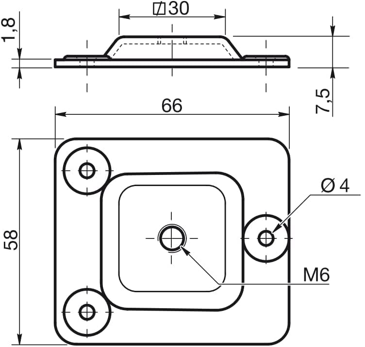 Design61 4er Set Montageplatte M6 Gewinde für Sofa Tischbeine Stuhlbeine Möbelbeine Befestigung Platten Sofabeine Adapter