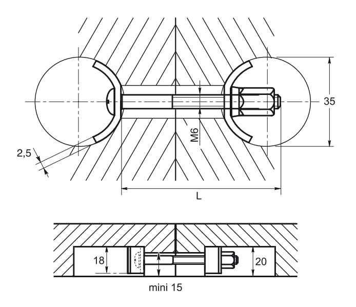 Design61 2er Set Arbeitsplattenverbinder Eckverbinder Möbelverbinder M6 x 150mm