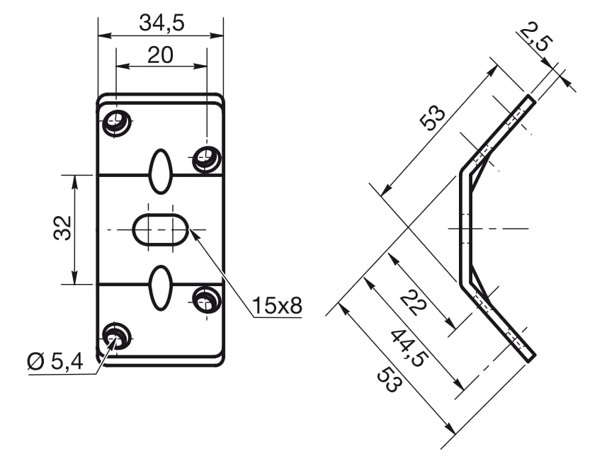 Design61 4er Set Winkelbeschlag Möbelbeschlag Tischbein Tischbeschlag Stahl 74,5mm x 34,5mm