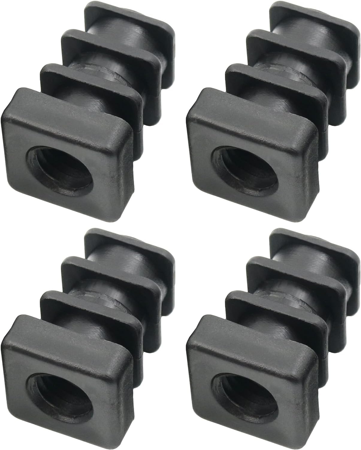 Design61 4X threaded plugs adjusting plugs for square tubes with injected plastic thread 16x16 mm 1-1.5 mm with M8 internal thread