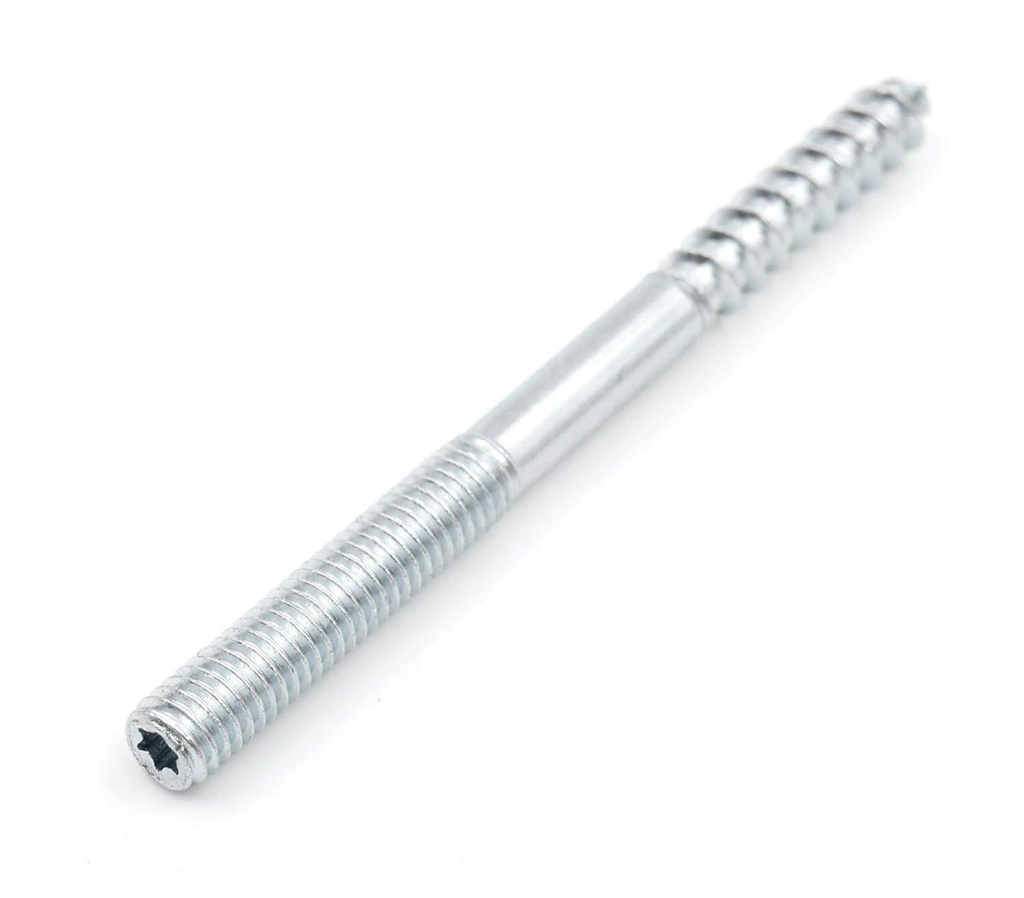 Design61 10x Stockschraube M6 x 80 mm Doppelgewindeschraube Schraubstifte mit Holzgewinde & Metrischem Gewinde TX15 Stahl Verzinkt Verbindungsschraube für Holz Metall Dübelmontage