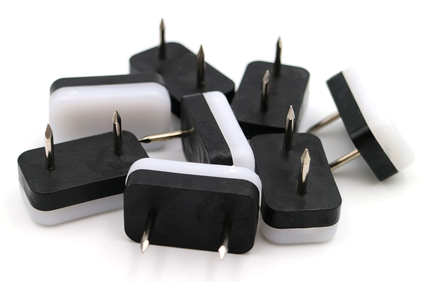 Design61 8X Möbelgleiter Stuhlgleiter 30x18 mm mit Nagel weiß-schwarz Kunststoff
