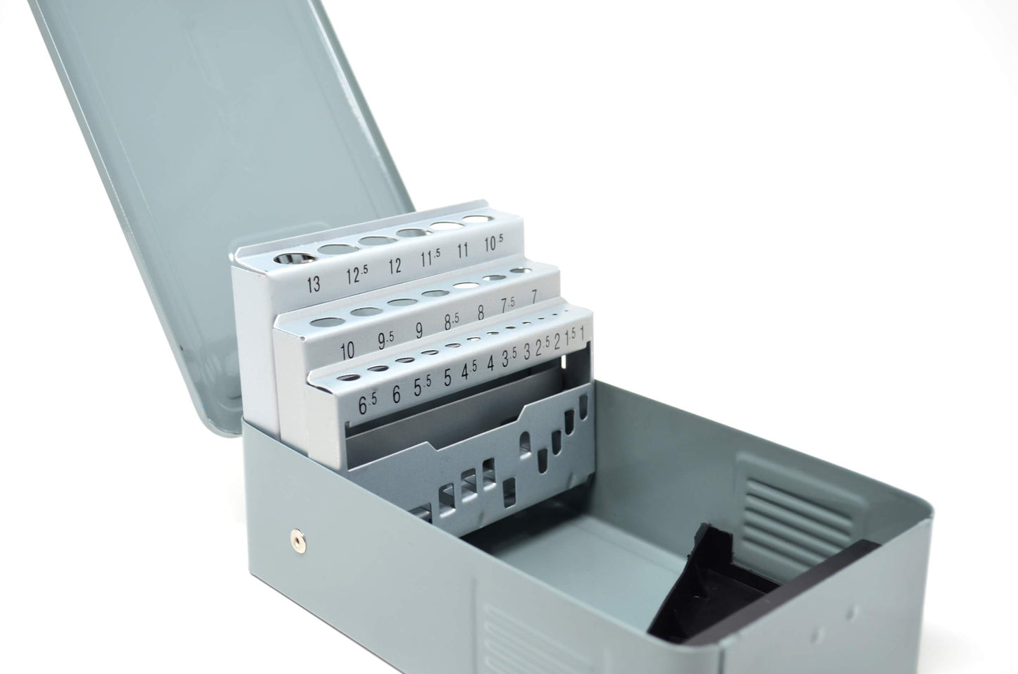 Cassette métallique Design61 pour 25 forets hélicoïdaux de taille 1,0-13 x 0,5 mm VIDE en gris